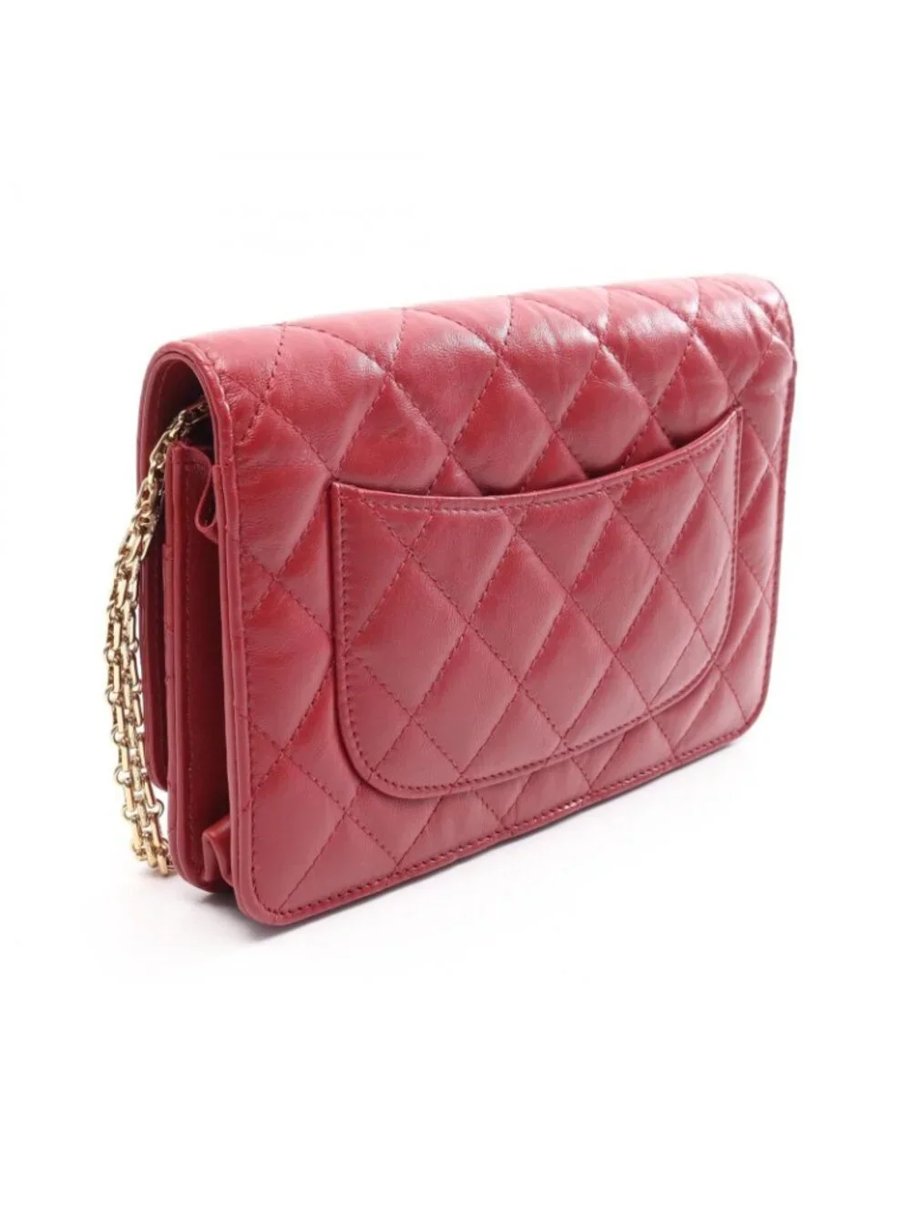 Chanel Shoulder Bag 2.55 Quilted Red Calfskin Chain Wallet